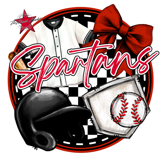 Spartans Circle Baseball Design-Red