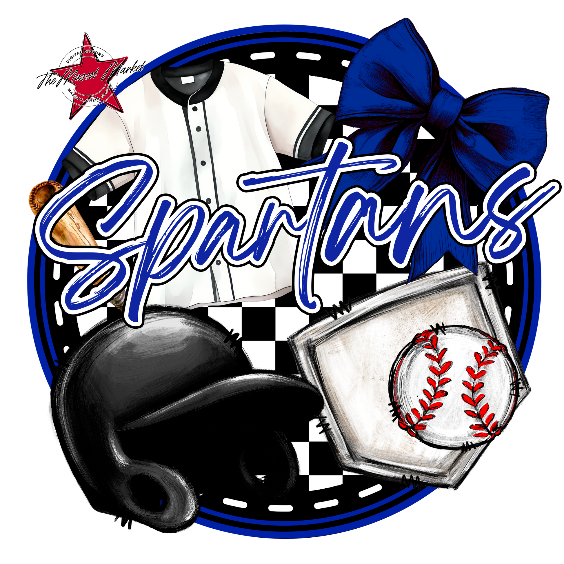 Spartans Circle Baseball Design-Royal Blue