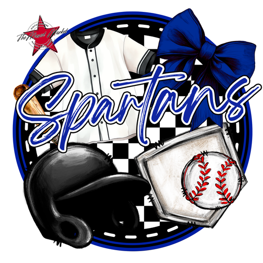 Spartans Circle Baseball Design-Royal Blue
