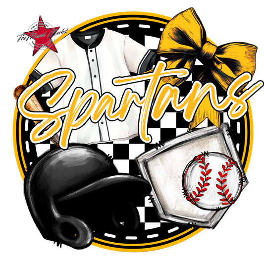 Spartans Circle Baseball Design-Yellow
