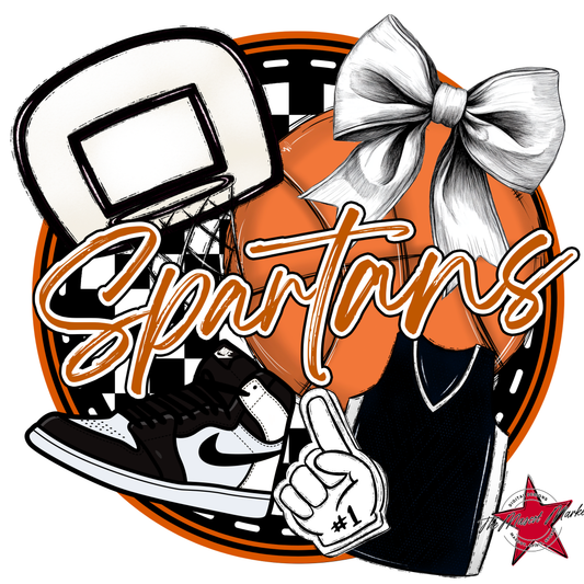 Spartans Circle Basketball Design-Burnt Orange