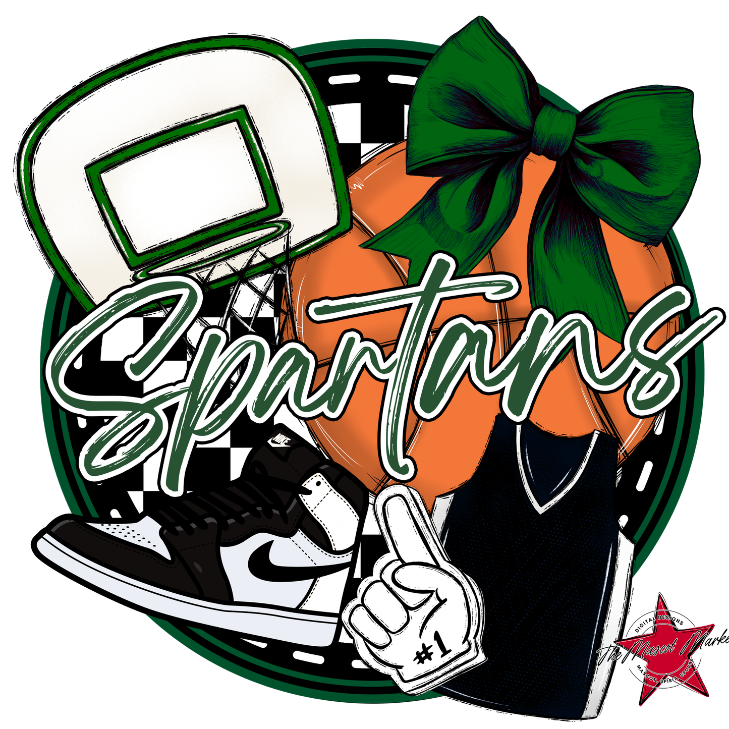 Spartans Circle Basketball Design-Green