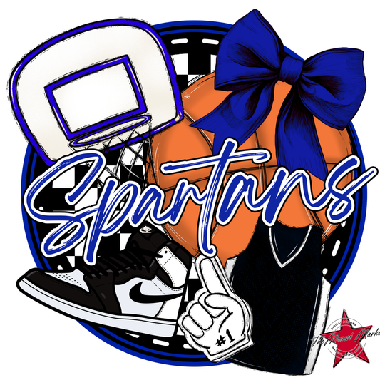 Spartans Circle Basketball Design-Royal Blue