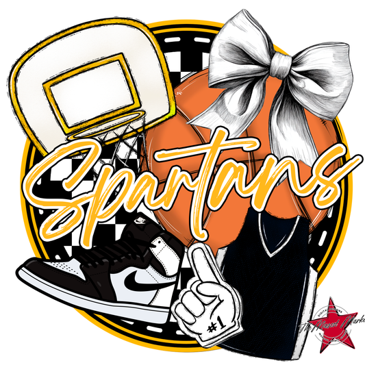 Spartans Circle Basketball Design-Yellow