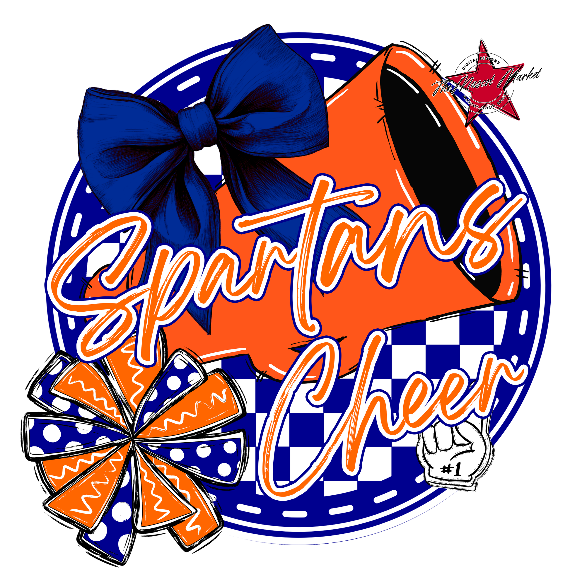 Spartans Circle Cheer Design-Blue-Orange