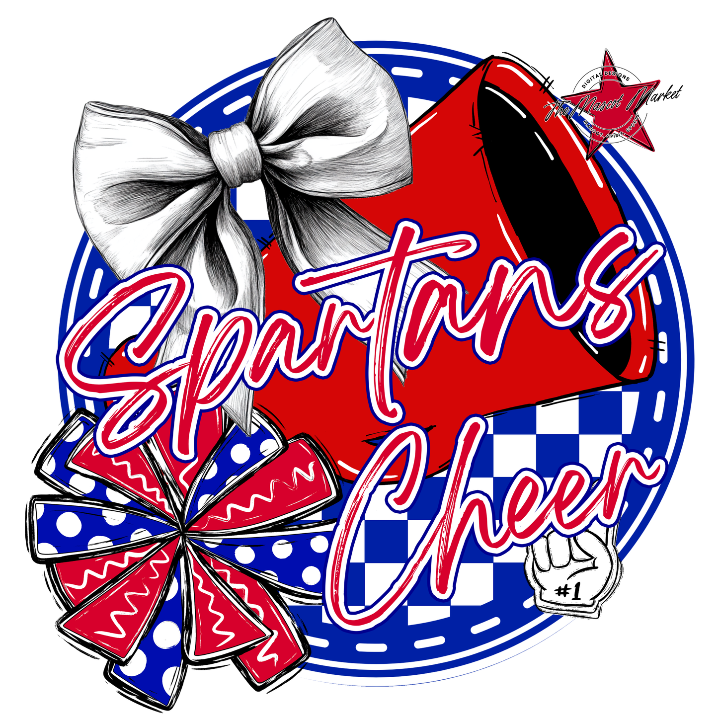 Spartans Circle Cheer Design-Blue-Red