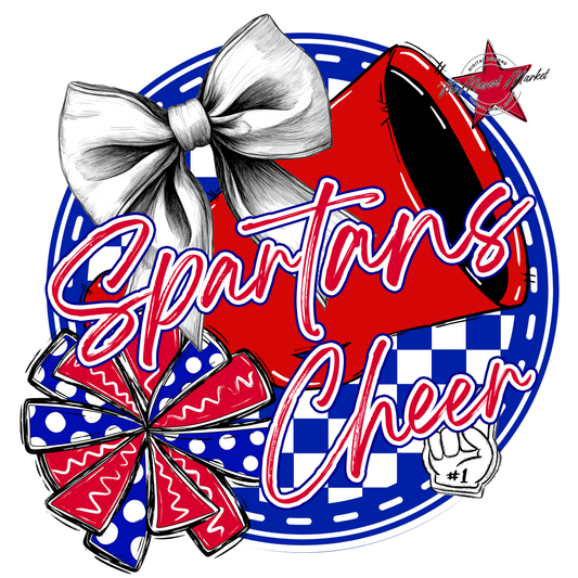 Spartans Circle Cheer Design-Blue-Red