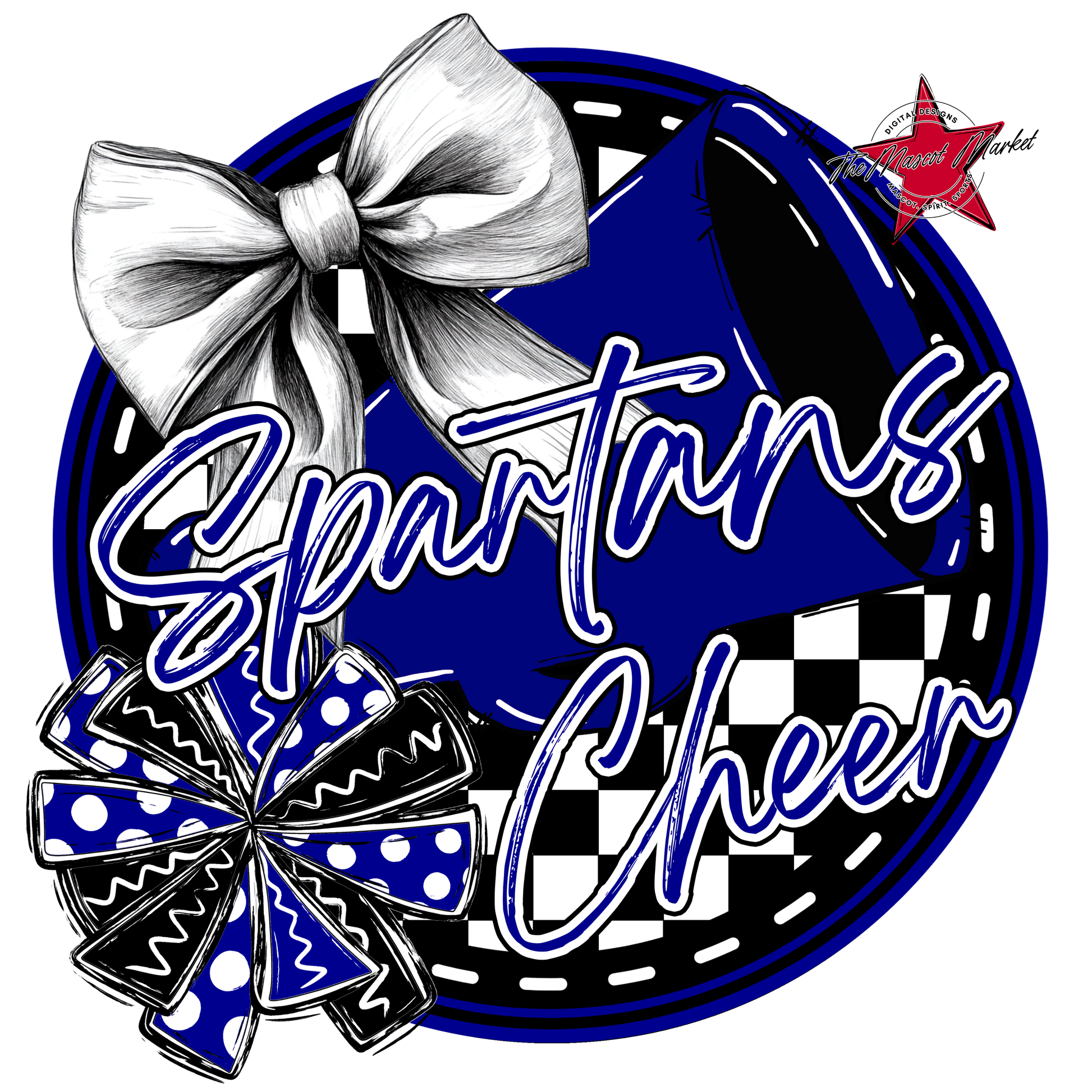 Spartans Circle Cheer Design-Blue