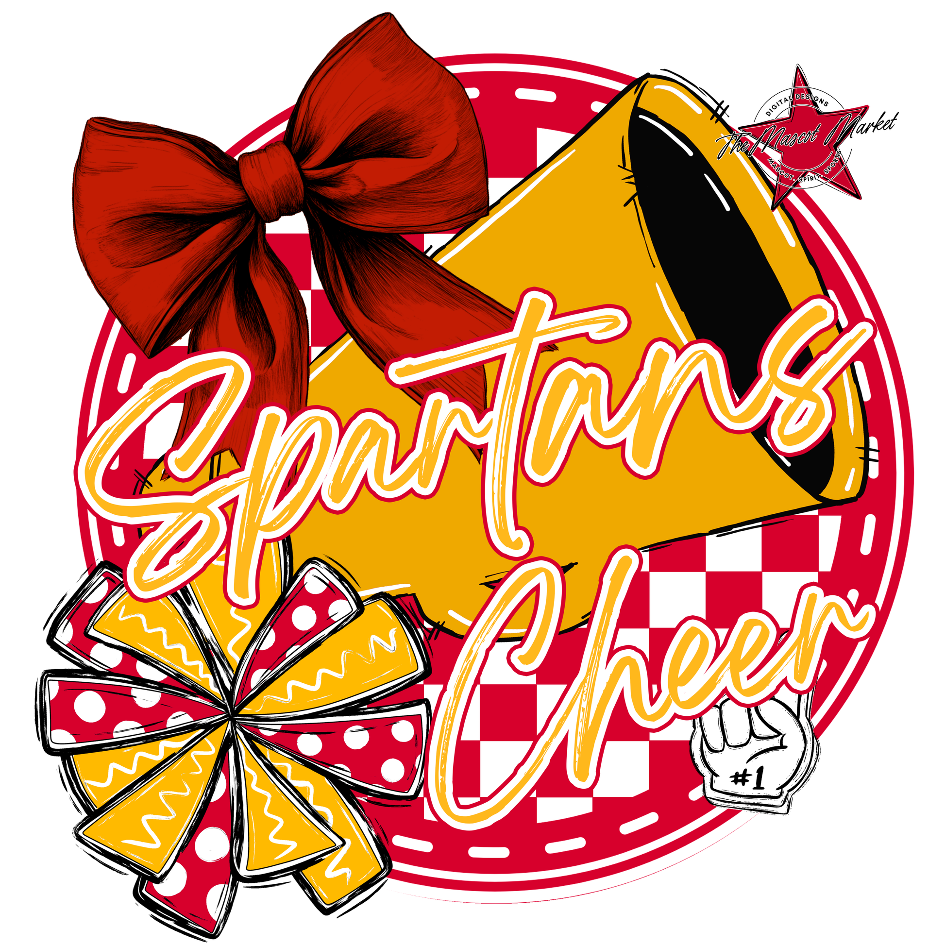 Spartans Circle Cheer Design-Red-Yellow
