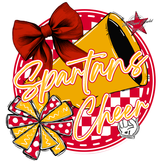 Spartans Circle Cheer Design-Red-Yellow