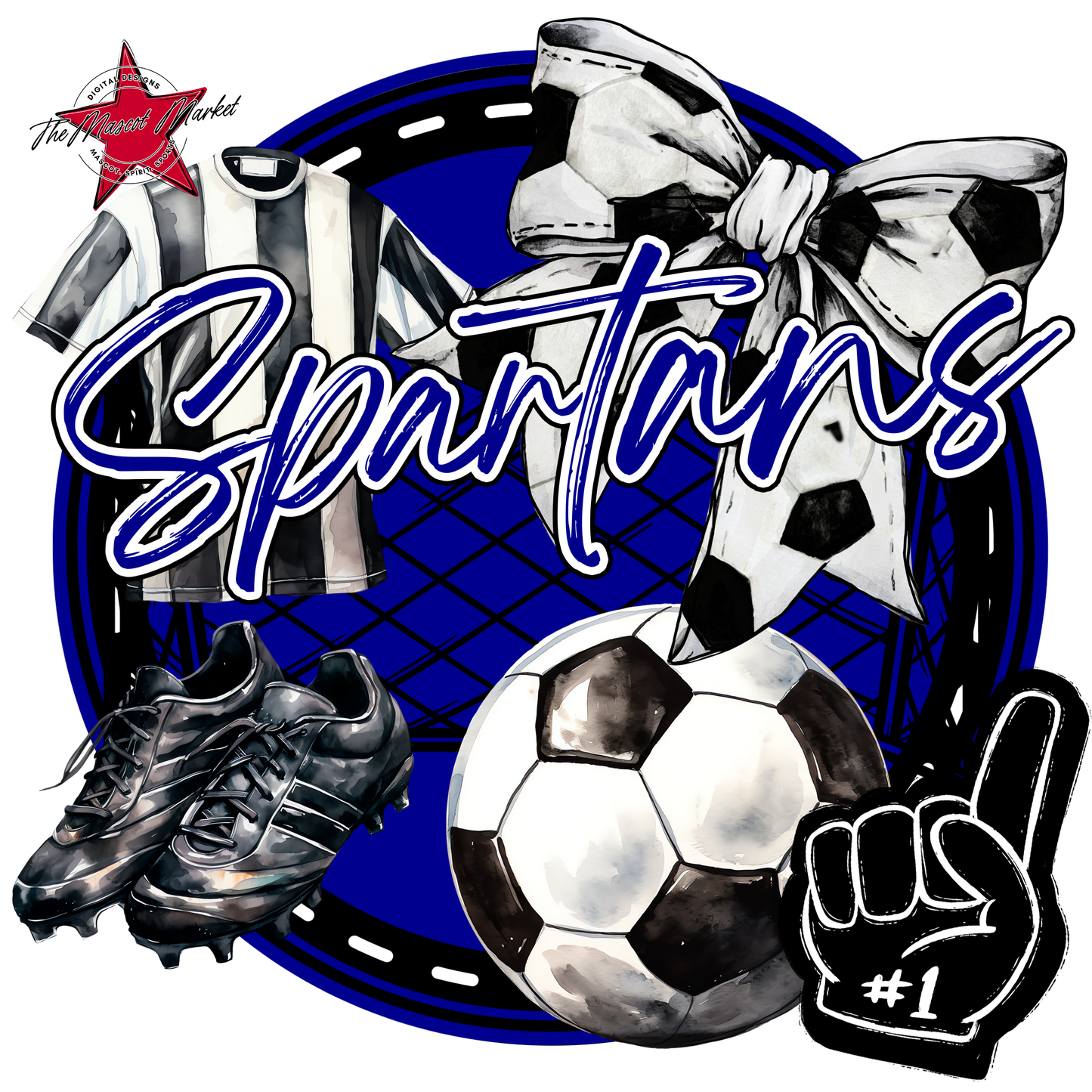 Spartans Circle Soccer Design-Blue
