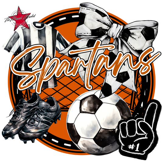 Spartans Circle Soccer Design-Burnt Orange