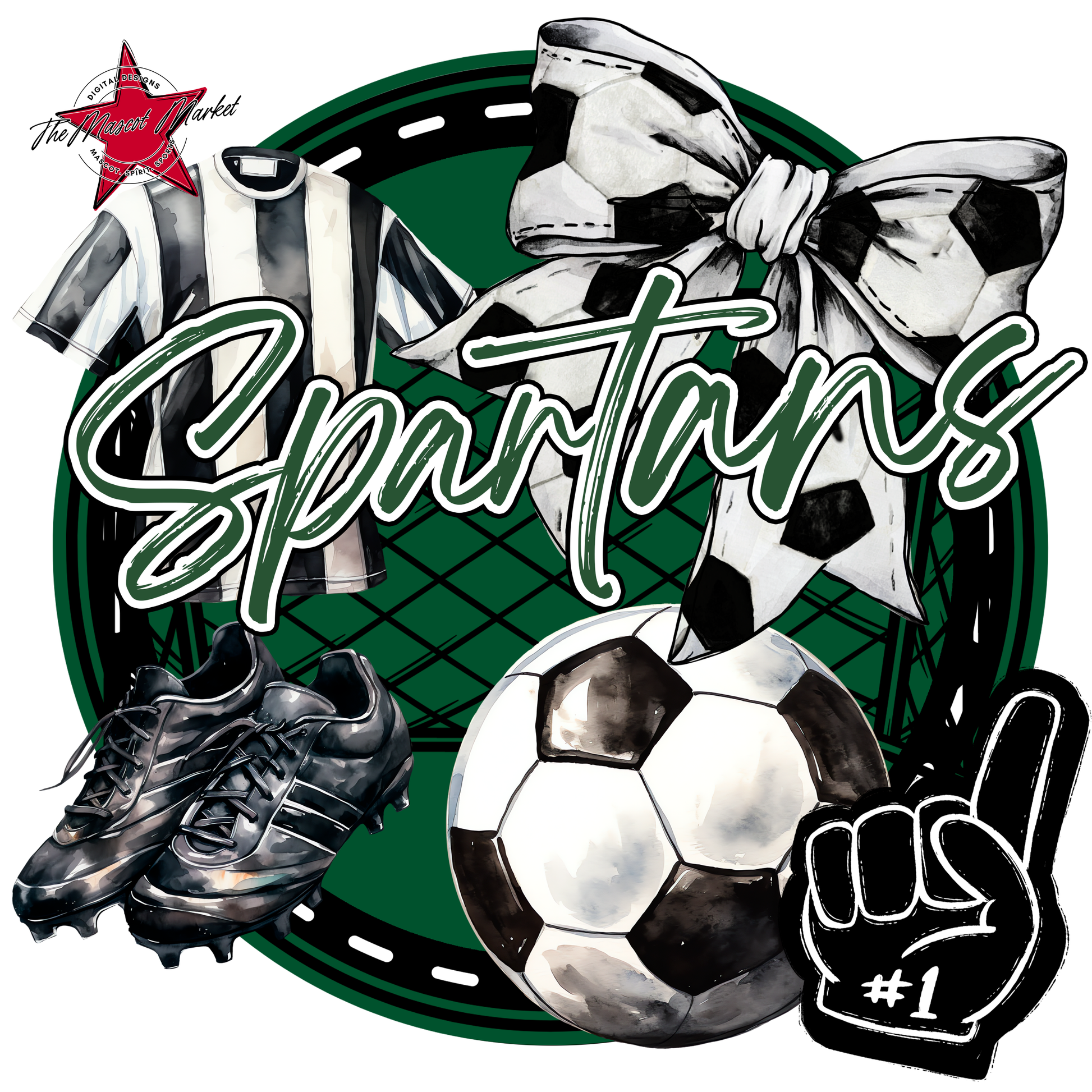 Spartans Circle Soccer Design-Green