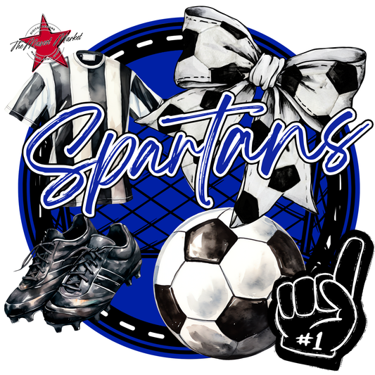 Spartans Circle Soccer Design-Royal Blue