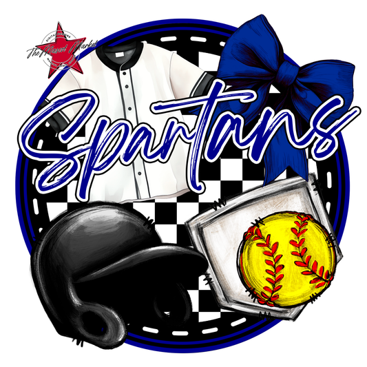Spartans Circle Softball Design-Blue