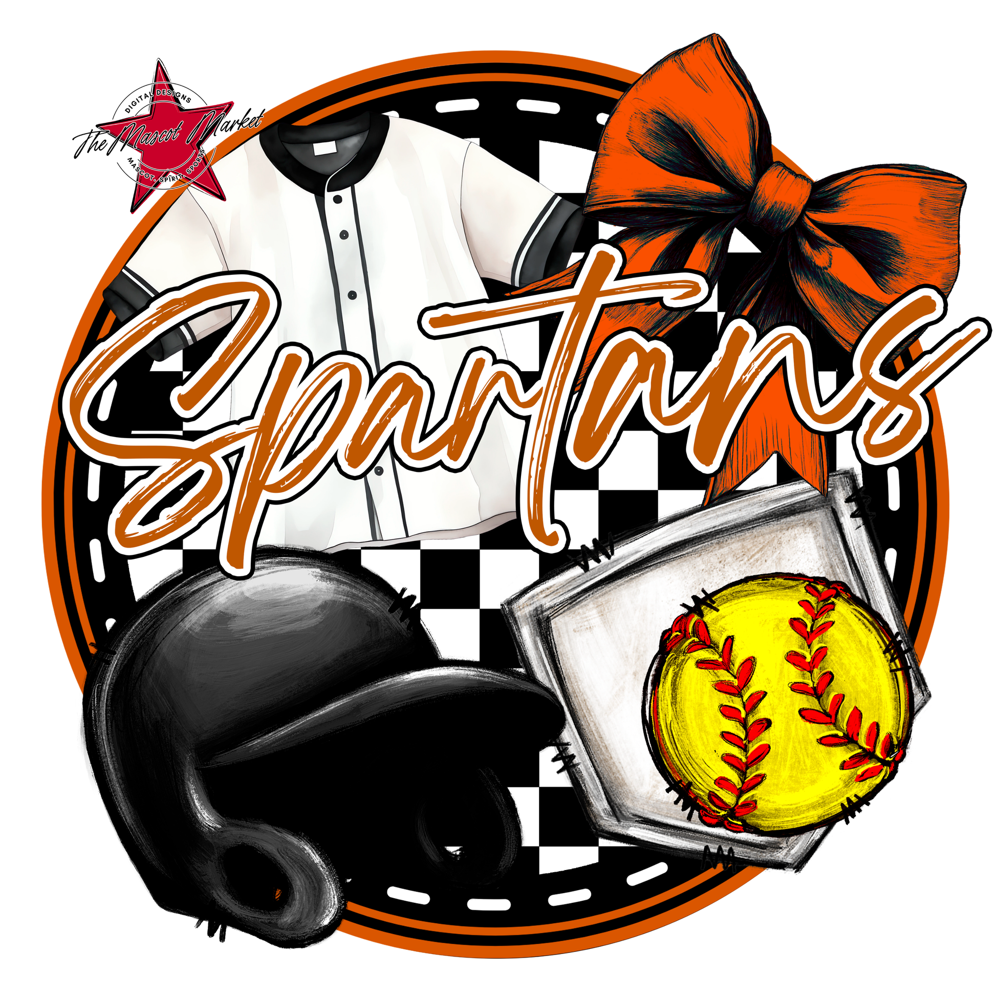 Spartans Circle Softball Design-Burnt Orange