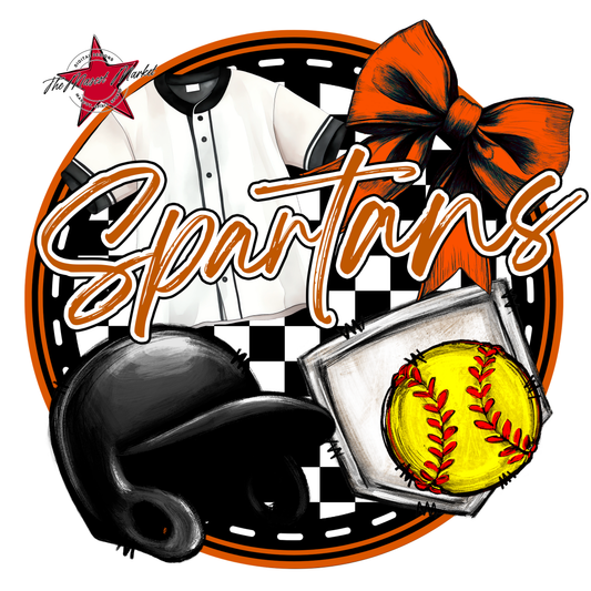 Spartans Circle Softball Design-Burnt Orange