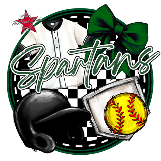 Spartans Circle Softball Design-Green