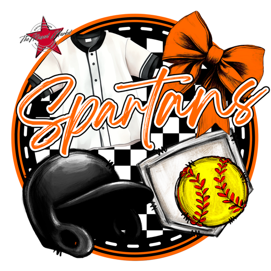 Spartans Circle Softball Design-Orange