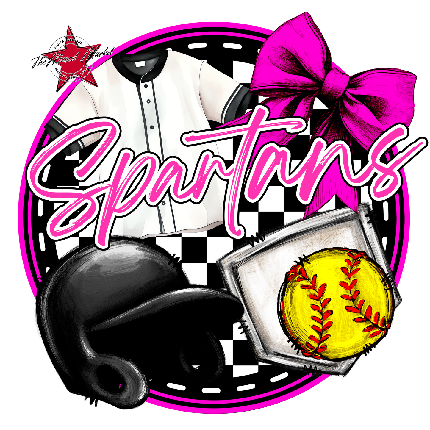 Spartans Circle Softball Design-Pink