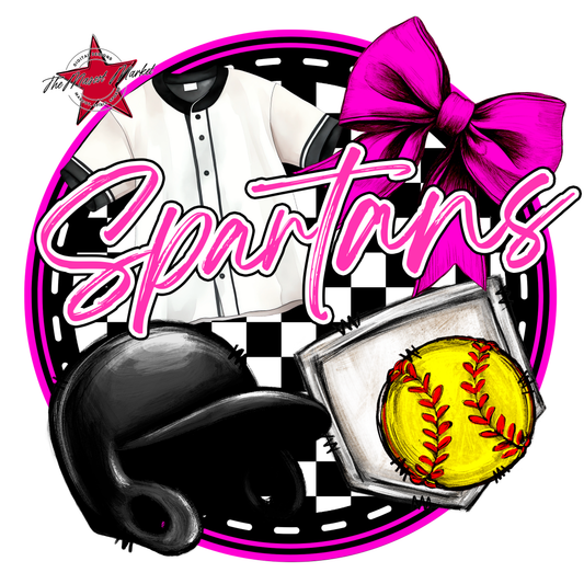 Spartans Circle Softball Design-Pink