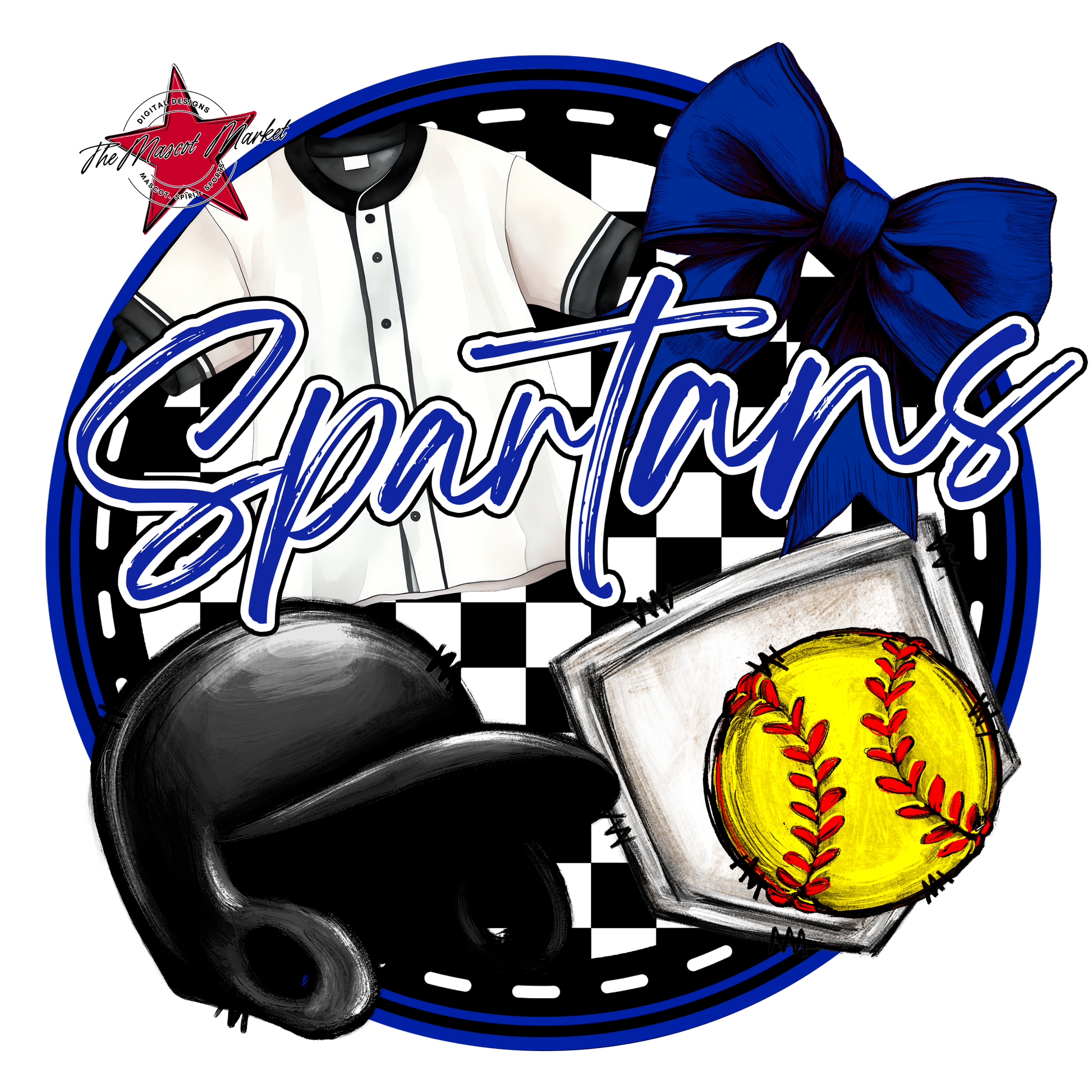 Spartans Circle Softball Design-Royal Blue