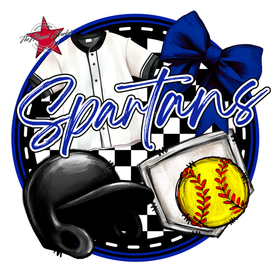 Spartans Circle Softball Design-Royal Blue