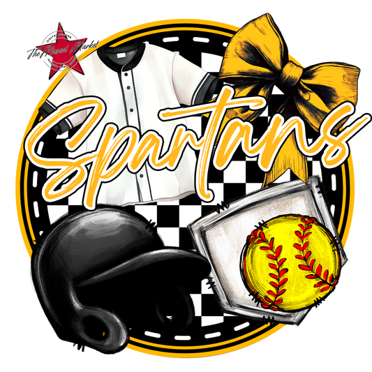 Spartans Circle Softball Design-Yellow
