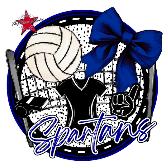 Spartans Circle Volleyball Design-Blue