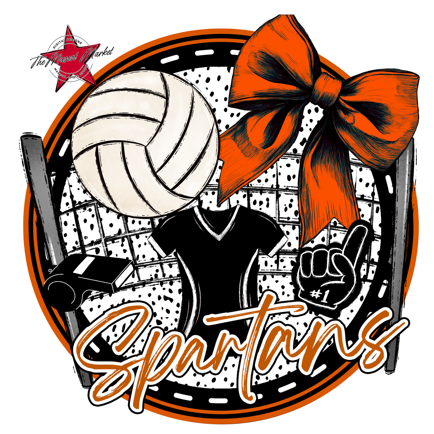 Spartans Circle Volleyball Design-Burnt Orange