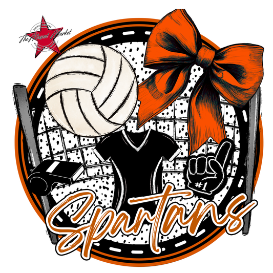 Spartans Circle Volleyball Design-Burnt Orange