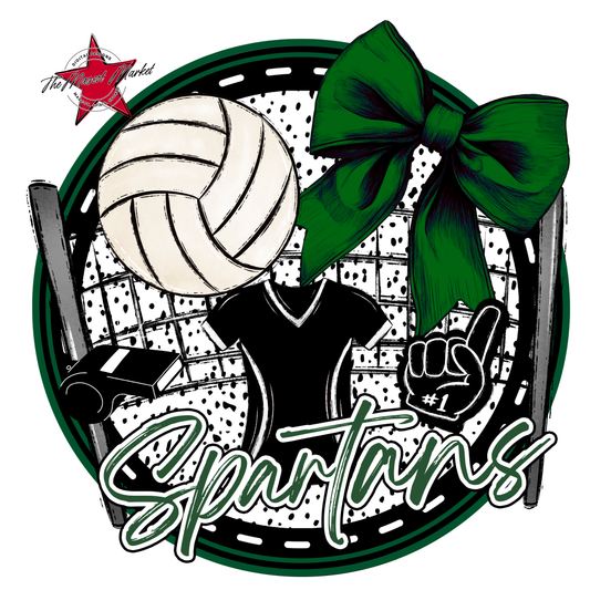 Spartans Circle Volleyball Design-Green