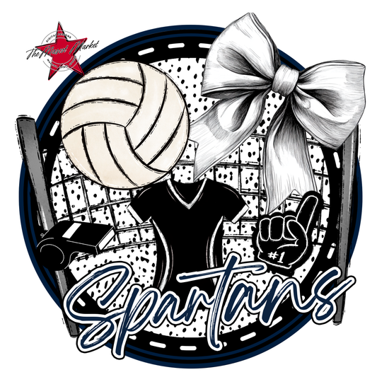 Spartans Circle Volleyball Design-Navy