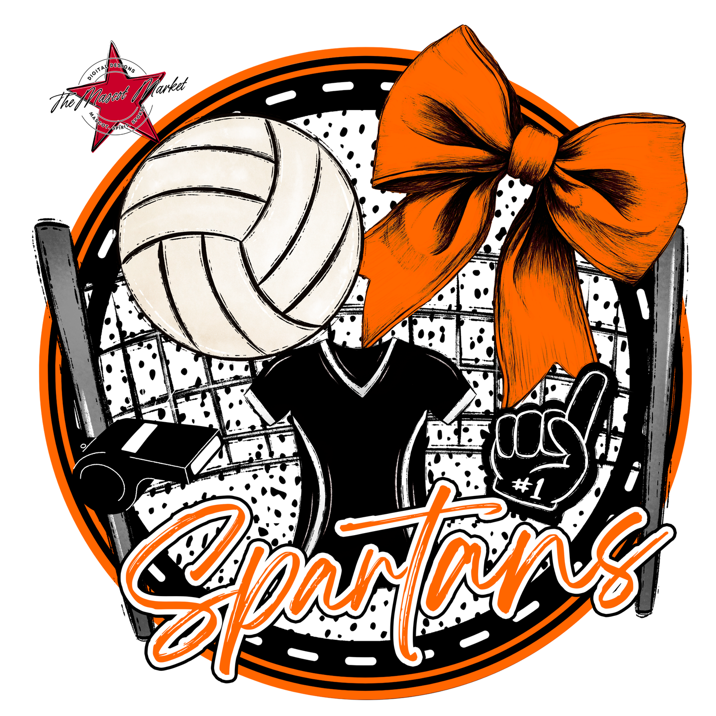 Spartans Circle Volleyball Design-Orange