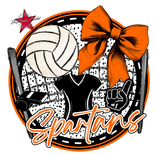 Spartans Circle Volleyball Design-Orange