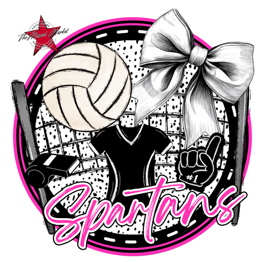 Spartans Circle Volleyball Design-Pink