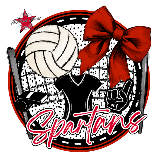 Spartans Circle Volleyball Design-Red