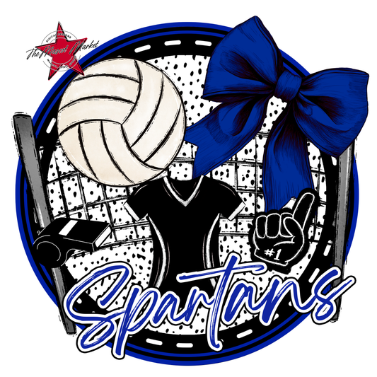 Spartans Circle Volleyball Design-Royal Blue
