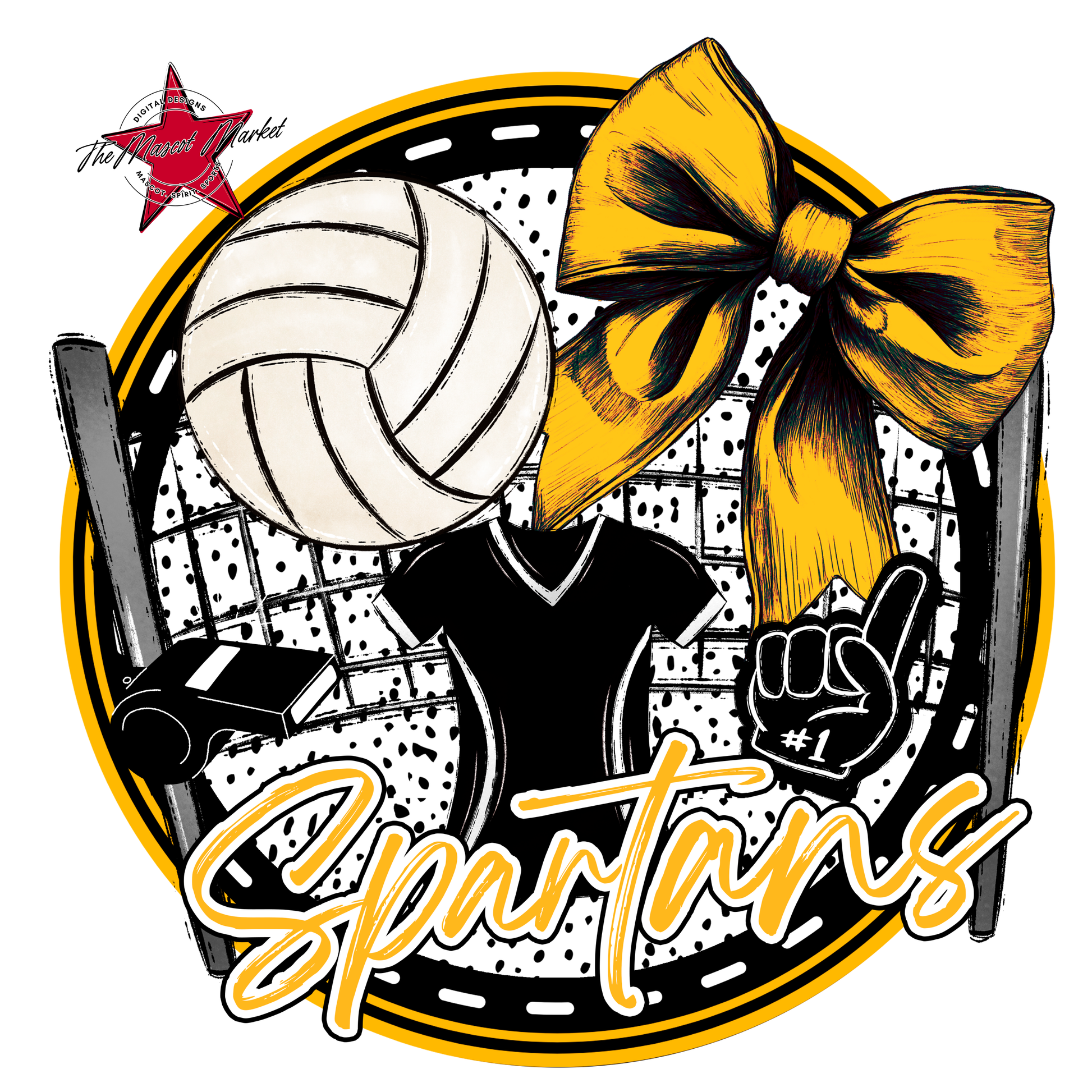 Spartans Circle Volleyball Design-Yellow