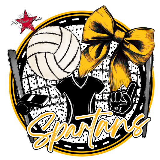 Spartans Circle Volleyball Design-Yellow