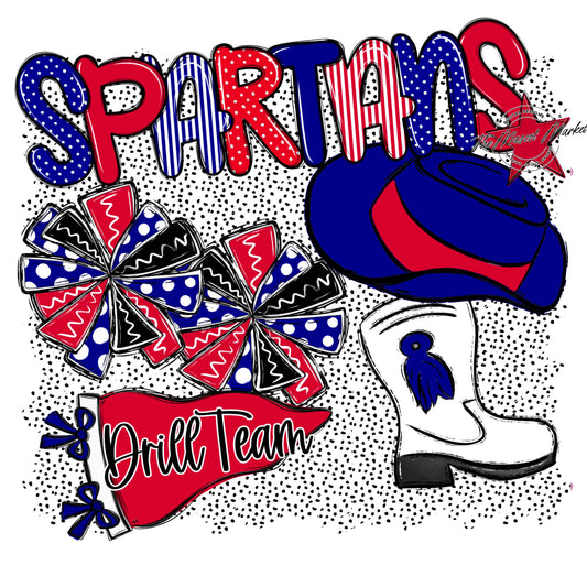 Spartans Drillteam Spirit-Blue & Red
