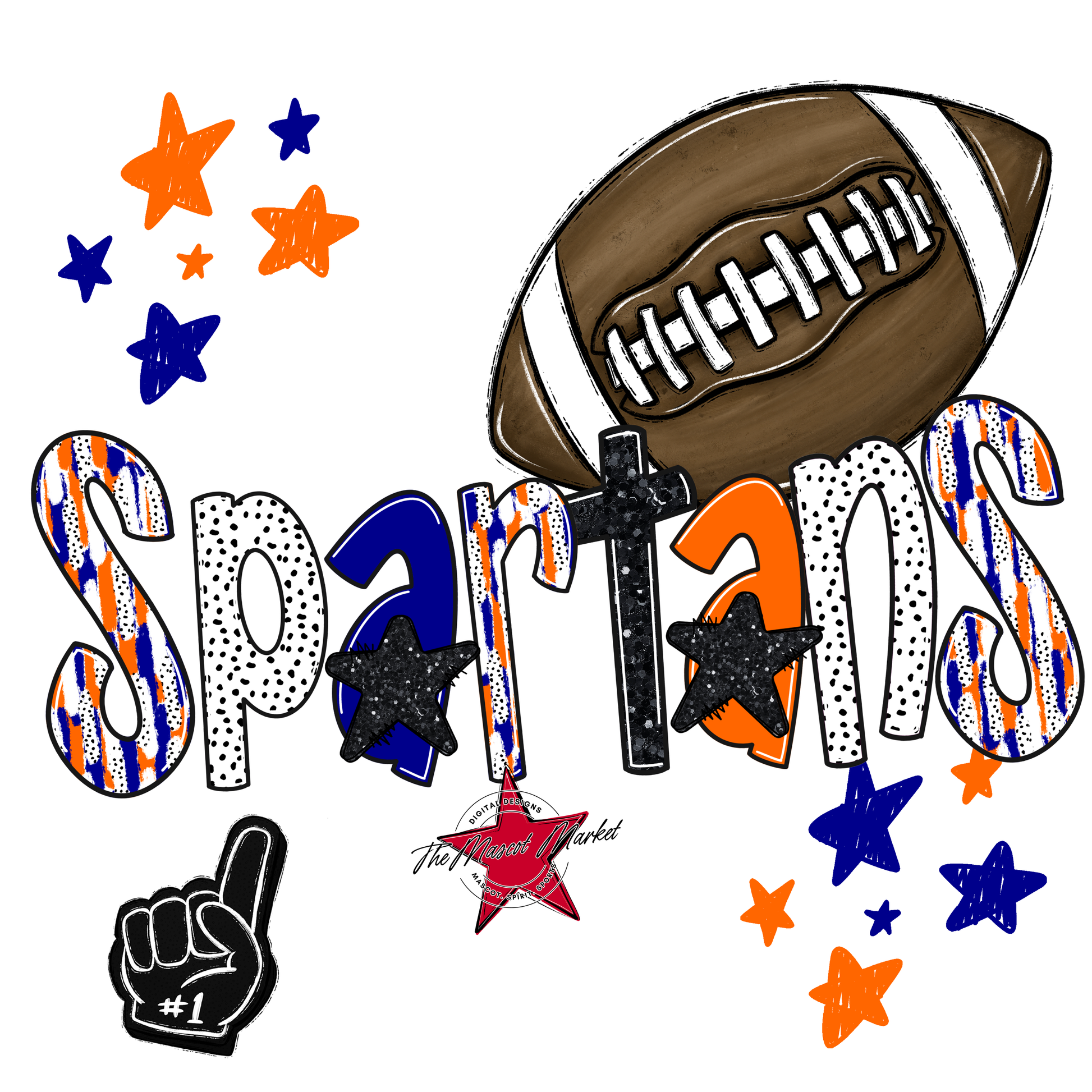 Spartans Football Scrape-Blue-Orange