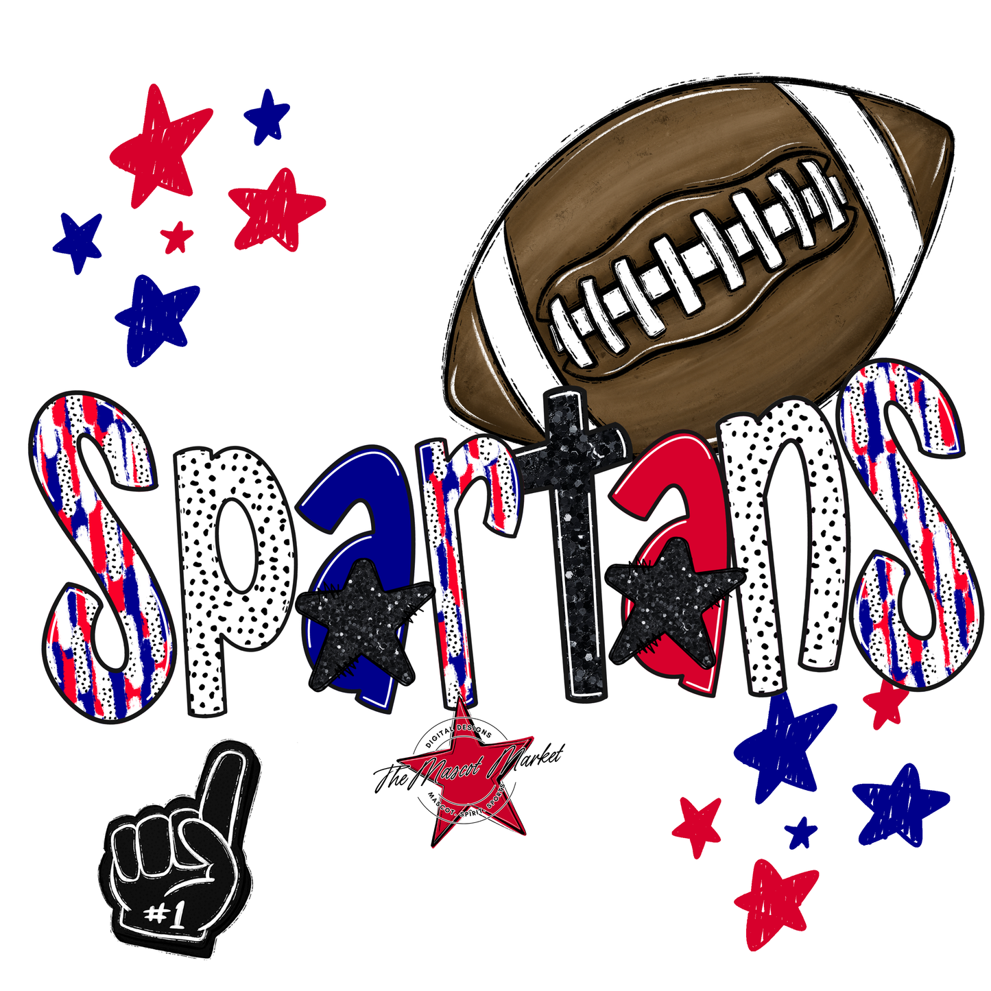 Spartans Football Scrape-Blue-Red