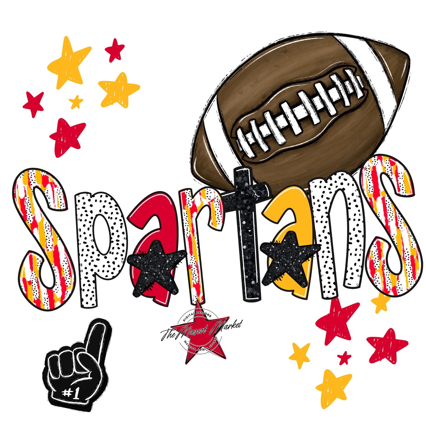 Spartans Football Scrape-Red-Yellow