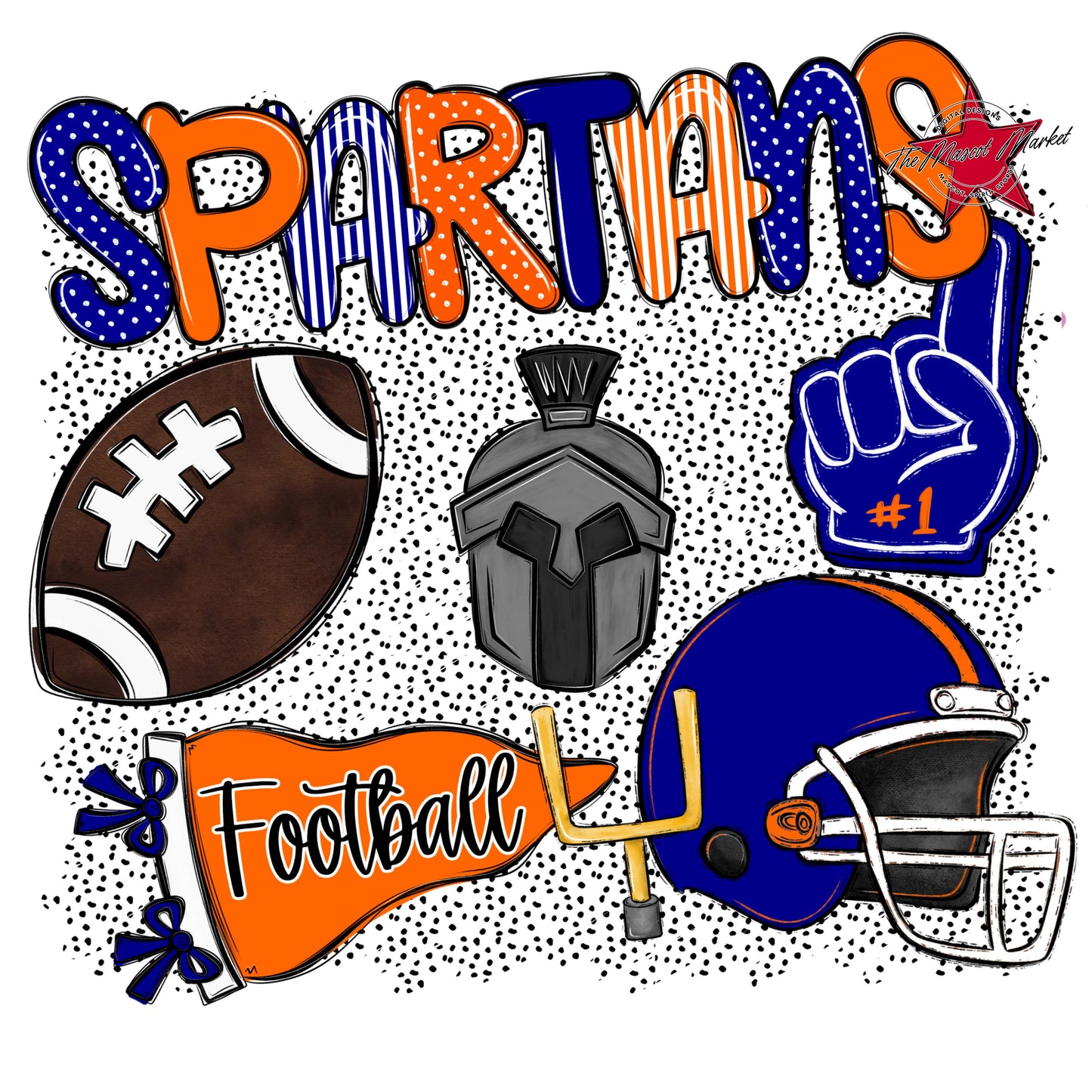 Spartans Football Spirit-Blue & Orange