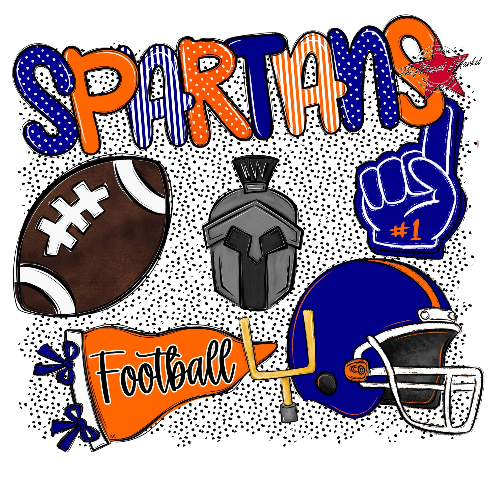 Spartans Football Spirit-Blue & Orange