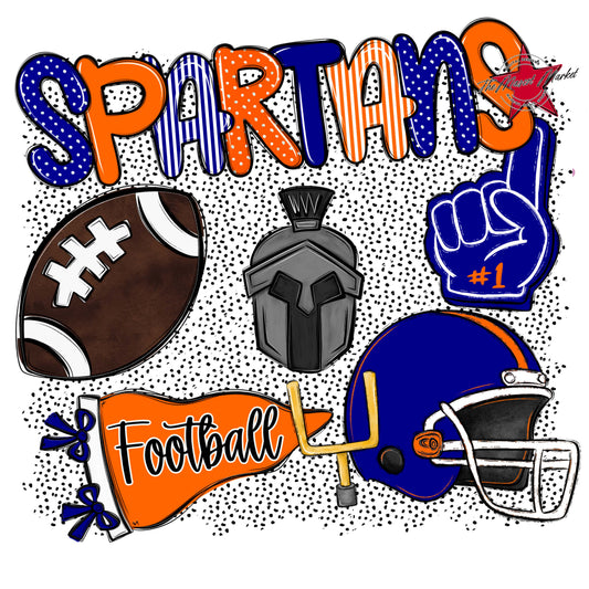 Spartans Football Spirit-Blue & Orange