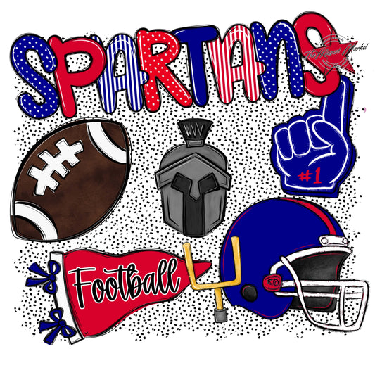 Spartans Football Spirit-Blue & Red