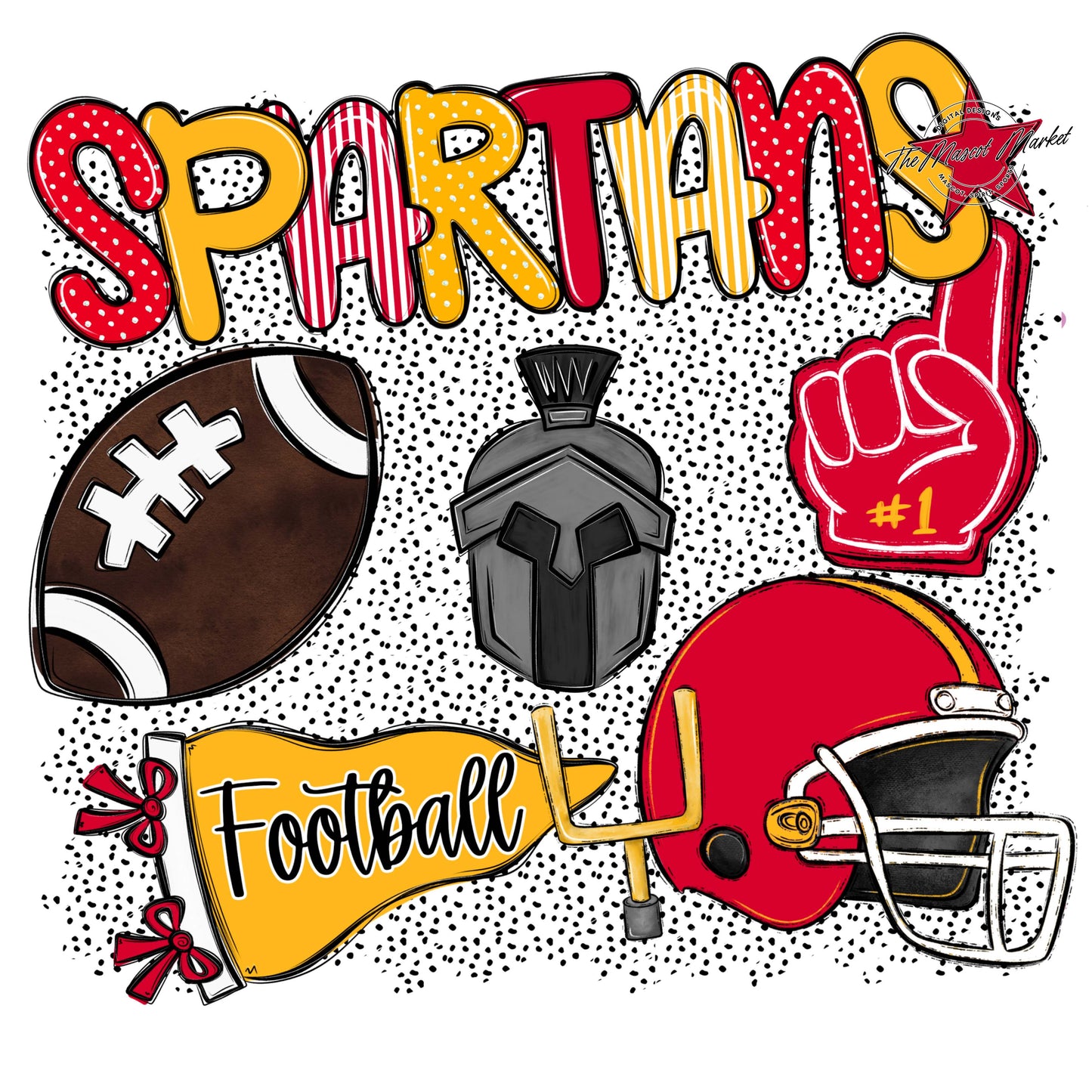 Spartans Football Spirit-Red & Yellow