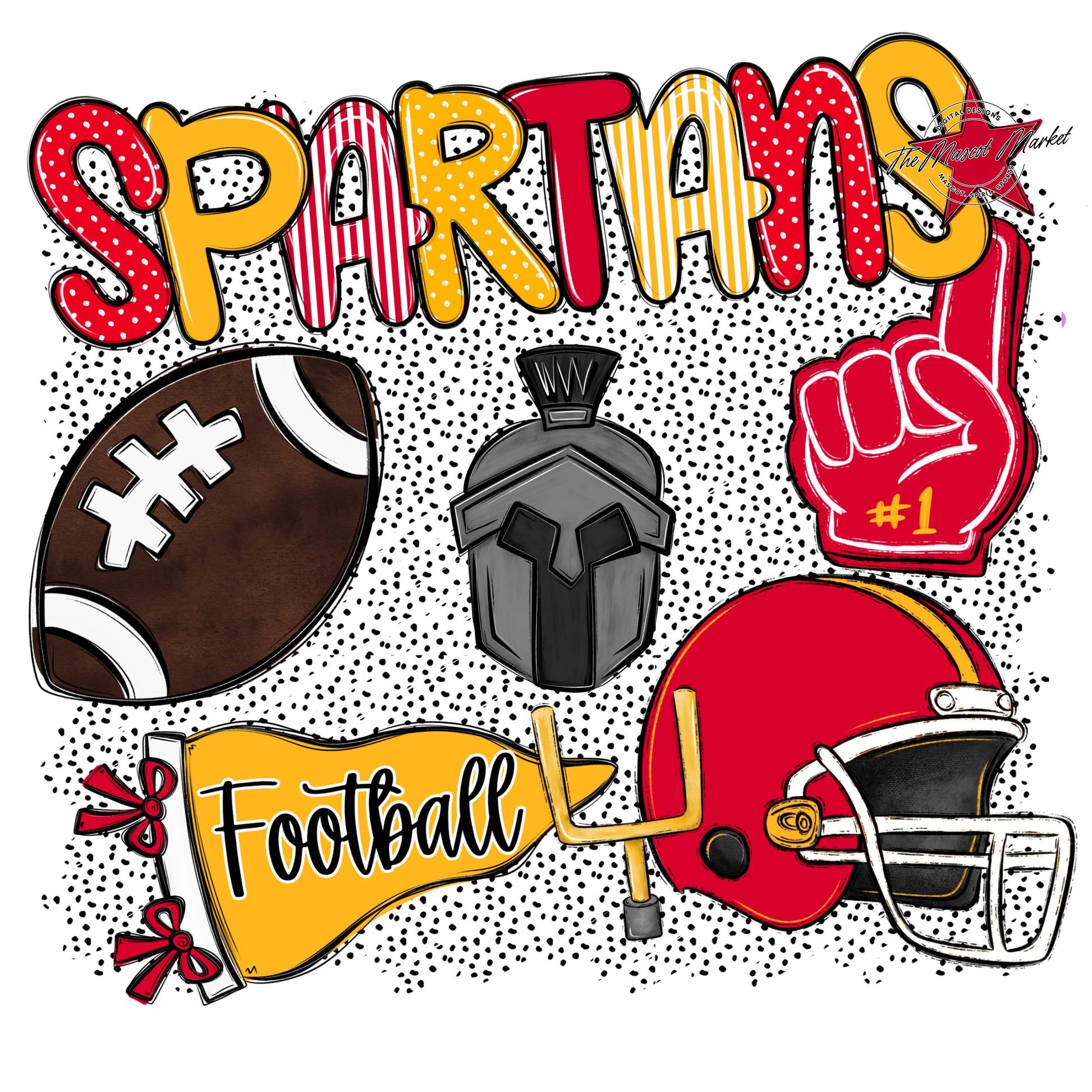 Spartans Football Spirit-Red & Yellow